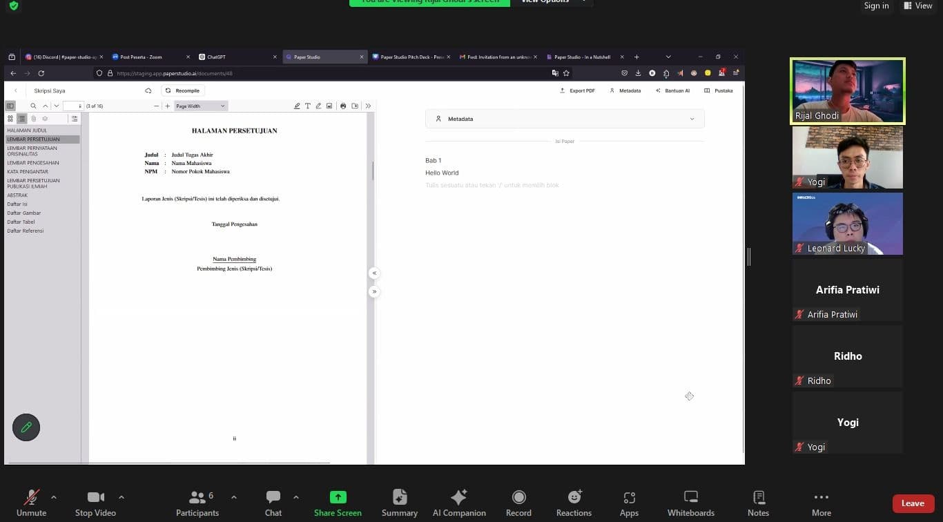 Demo Paper Studio with Investor