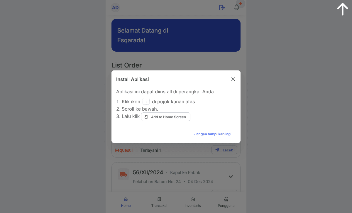 PWA Installation Popup